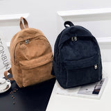 Sac à dos scolaire en velours côtelé - Sac de voyage tendance ultraléger pour femmes adolescentes
