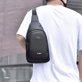 Crossbody Chest Pack Bag - Durable PU Leather Vintage Shoulder Bag Messenger Purse
