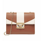 Handtas in contrasterende kleur met gouden ketting - Schoudertas voor dames met metalen schoudertas