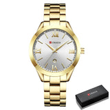Luxe gouden horloge voor dames - roestvrijstalen armband 3 ATM quartz horloge polshorloge