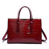 Grote draagtas portemonnee set - steen print lakleer crossbody schouder handtas voor dames