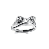 Vintage Zilveren Rode Kikker Ring - Eenvoudige Charme Leuke Design Sieraden Dieren Ringen Zinklegering