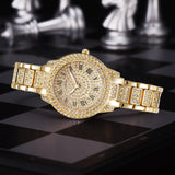 Diamond Watch with Bracelet for Women - Luxury Rhinestone Quartz Wristwatch