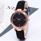 Montre ciel étoilé minimaliste pour femme - Bracelet en cuir décontracté à la mode avec ceinture à quartz