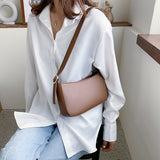 Small PU Leather Handbag For Women - Simple Purse Female Travel Shoulder Tote Bag