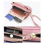 Portefeuille multifonctionnel pour femme - Pochette en cuir PU pour téléphone portable, sac à main, carte, porte-passeport