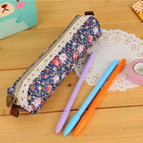 Kleine retro bloem etui - bloemenkant schoolbenodigdheden tas make-up tasje voor meisjes vrouwen
