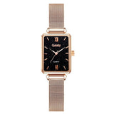 Luxe vierkant horloge voor dames - leren armband met quartz wijzerplaat