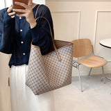 Tweedelige set luxe tote handtas voor dames - Designer gestreepte schouder boodschappentas
