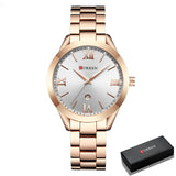 Luxe gouden horloge voor dames - roestvrijstalen armband 3 ATM quartz horloge polshorloge