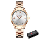Luxe gouden horloge voor dames - roestvrijstalen armband 3 ATM quartz horloge polshorloge