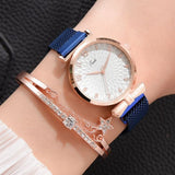 Luxusuhr mit Armband für Damen - Quarz-Armbanduhr mit Magnet- / Lederarmband