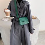 Handtas met steenpatroon voor dames - Schoudertas van PU-leer Crossbody Messenger met klep