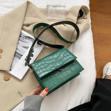 Stone Pattern Handbag for Women - PU Leather Crossbody Messenger Flap Shoulder Bag