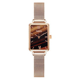 Luxe vierkant horloge voor dames - leren armband met quartz wijzerplaat