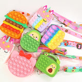 Antistress Pop It Fidget Portemonnee Portemonnee voor Meisjes - Push Bubble Crossbody Strap Coin Bag Toy