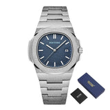 Frosted luxe horloge voor heren - Mode roestvrij stalen quartz horloge met opbergdoos