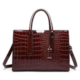 Grote draagtas portemonnee set - steen print lakleer crossbody schouder handtas voor dames