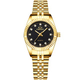 Luxe gouden horloge voor dames - strass quartz horloge waterdicht polshorloge