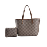 Tweedelige set luxe tote handtas voor dames - Designer gestreepte schouder boodschappentas
