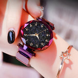 Magnetisch sterrenhemelhorloge voor dames - modieuze metalen gaasbandriemkwarts