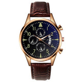 Montre de luxe élégante pour homme - Montre-bracelet à quartz lumineuse avec bracelet en cuir avec calendrier