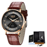 Ultradun luxe horloge voor dames - quartz kalenderklok roestvrij staal waterdicht horloge