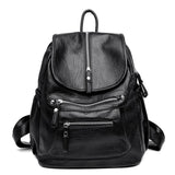 Vintage PU Leather Backpack for Women - Shoulder Travel School Mochilas Zipper Bag