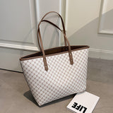 Tweedelige set luxe tote handtas voor dames - Designer gestreepte schouder boodschappentas