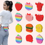 Antistress Pop It Fidget Portemonnee Portemonnee voor Meisjes - Push Bubble Crossbody Strap Coin Bag Toy