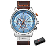 Luxe horloge voor heren met leren band - Quartz Sportchronograaf Polshorloge Klok