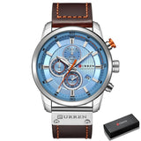 Luxe horloge voor heren met leren band - Quartz Sportchronograaf Polshorloge Klok