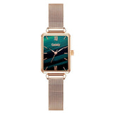 Luxe vierkant horloge voor dames - leren armband met quartz wijzerplaat