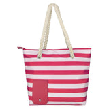 Sac de plage fourre-tout rayé avec compartiment à vin isolé et poches latérales