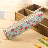 Small Retro Flower Pencil Case - Floral Lace School Supplies Bag Makeup Pouch Purse for Girls Women