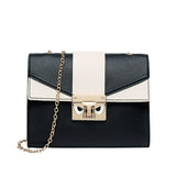 Handtas in contrasterende kleur met gouden ketting - Schoudertas voor dames met metalen schoudertas
