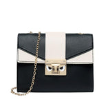 Handtas in contrasterende kleur met gouden ketting - Schoudertas voor dames met metalen schoudertas