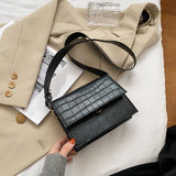 Handtas met steenpatroon voor dames - Schoudertas van PU-leer Crossbody Messenger met klep