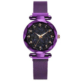 Magnetisch sterrenhemelhorloge voor dames - modieuze metalen gaasbandriemkwarts
