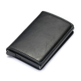 RFID-Kreditkartenhalter-Geldbörse - Vintage-Leder-Aluminium-Etui mit Geldscheinklammer