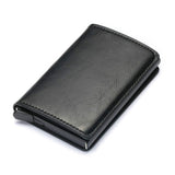Portemonnee met RFID-creditcardhouder - Vintage leren aluminium etui met geldclip