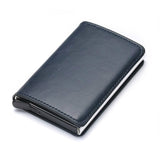 Portemonnee met RFID-creditcardhouder - Vintage leren aluminium etui met geldclip