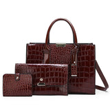 Grote draagtas portemonnee set - steen print lakleer crossbody schouder handtas voor dames