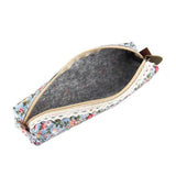 Small Retro Flower Pencil Case - Floral Lace School Supplies Bag Makeup Pouch Purse for Girls Women
