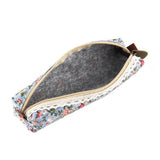 Kleine retro bloem etui - bloemenkant schoolbenodigdheden tas make-up tasje voor meisjes vrouwen