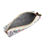 Small Retro Flower Pencil Case - Floral Lace School Supplies Bag Makeup Pouch Purse for Girls Women