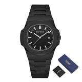 Frosted luxe horloge voor heren - Mode roestvrij stalen quartz horloge met opbergdoos