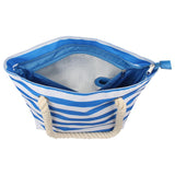 Sac de plage fourre-tout rayé avec compartiment à vin isolé et poches latérales