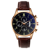 Montre de luxe élégante pour homme - Montre-bracelet à quartz lumineuse avec bracelet en cuir avec calendrier
