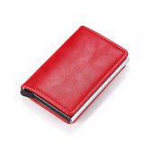 RFID-Kreditkartenhalter-Geldbörse - Vintage-Leder-Aluminium-Etui mit Geldscheinklammer